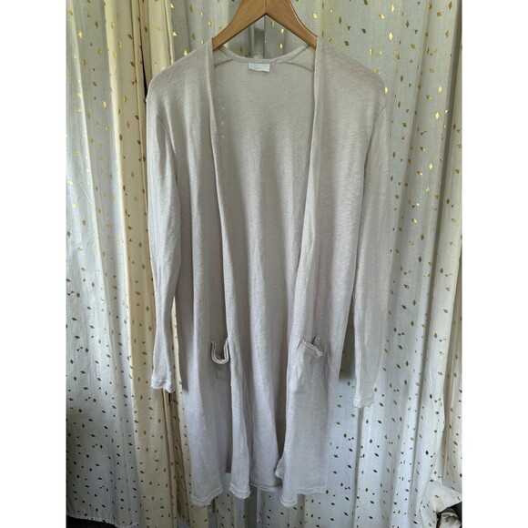 Abound Loose Knit Front Pockets Raw Hem Longline Open Cardigan Duster M - Picture 2 of 7
